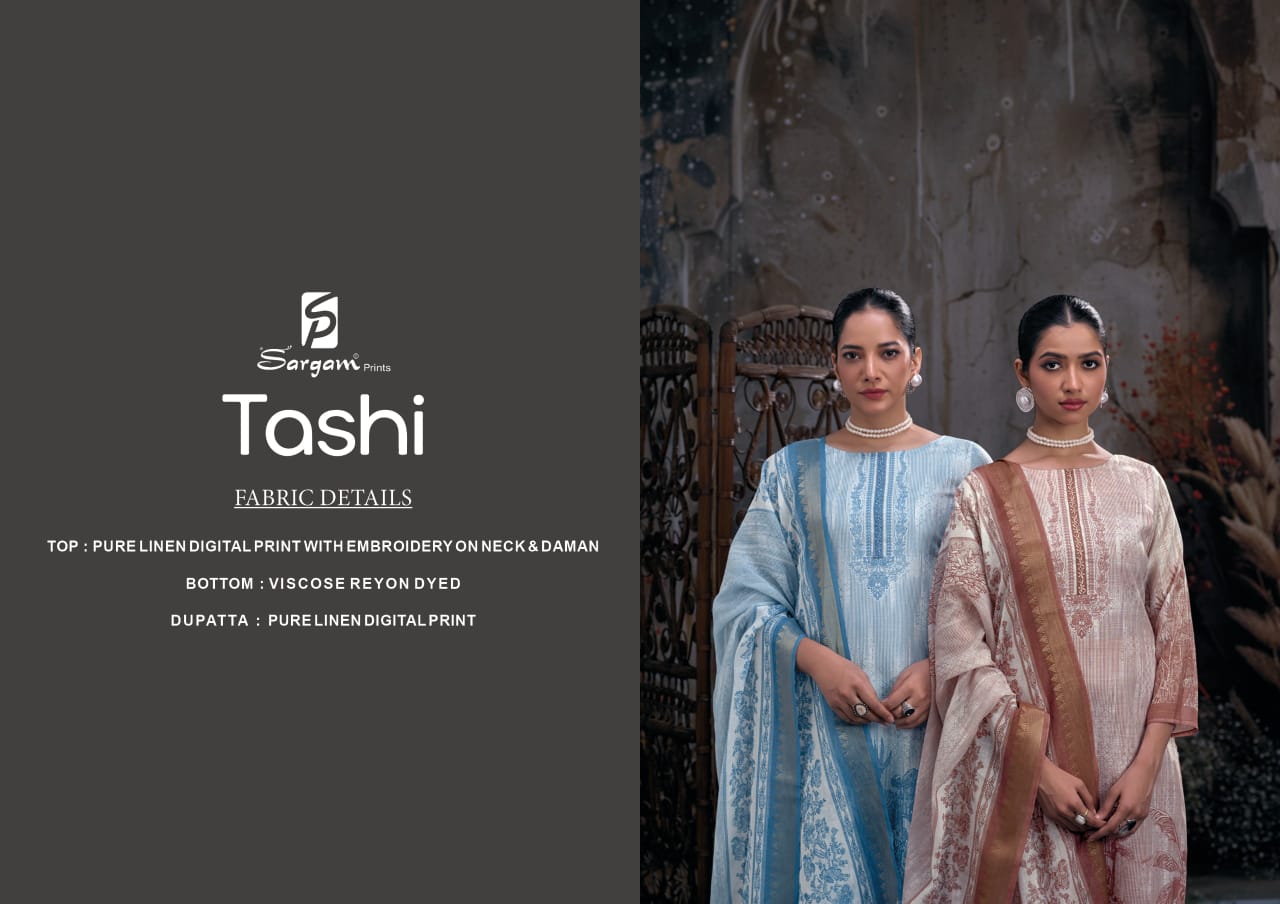 Tashi by Sargam Lilen Printed Embroidery Salwar Suit Wholesalers In India